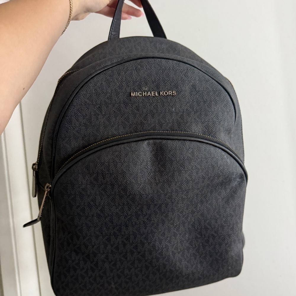 Michael Kors Black Backpack Sleek Design Pebbled Leather